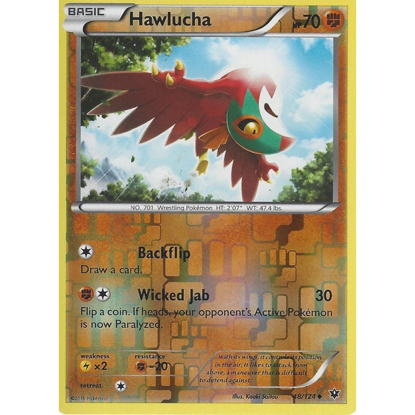 POKEMON XY FATES COLLIDE - HAWLUCHA - 48/124 REVERSE HOLO