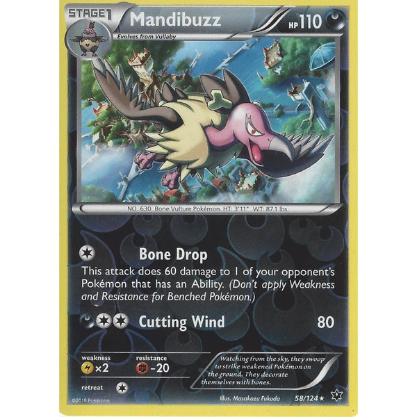 POKEMON XY FATES COLLIDE - MANDIBUZZ - 58/124 REVERSE HOLO