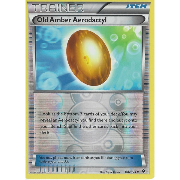 POKEMON XY FATES COLLIDE - OLD AMBER AERODACTYL 106/124 REVERSE HOLO