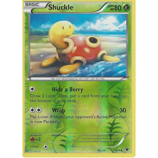 POKEMON XY FATES COLLIDE - SHUCKLE 1/124 REVERSE HOLO