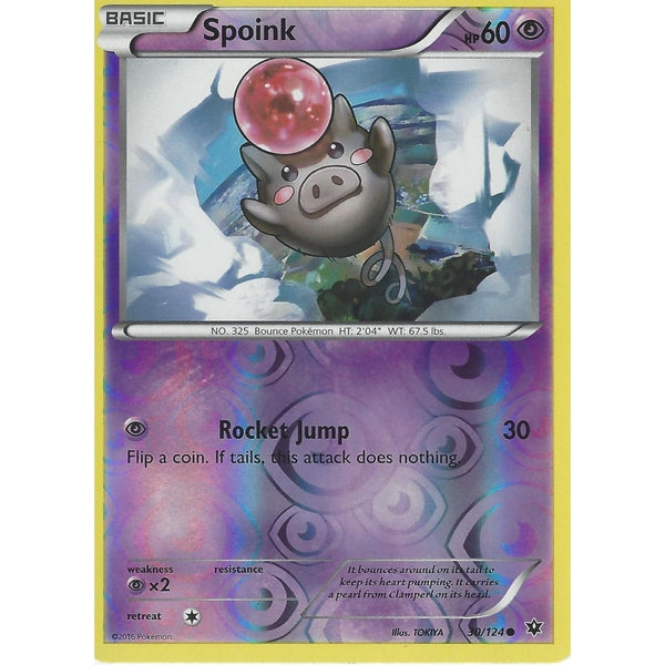 POKEMON XY FATES COLLIDE - SPOINK 30/124 REVERSE HOLO
