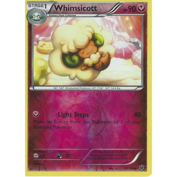 POKEMON XY FATES COLLIDE - WHIMSICOTT 71/124 REVERSE HOLO