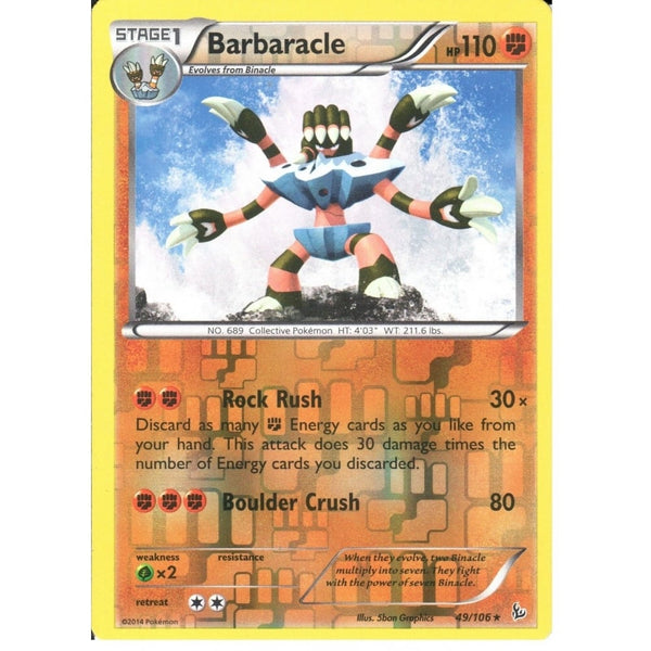 POKEMON XY FLASHFIRE - BARBARACLE 49/106 REV HOLO