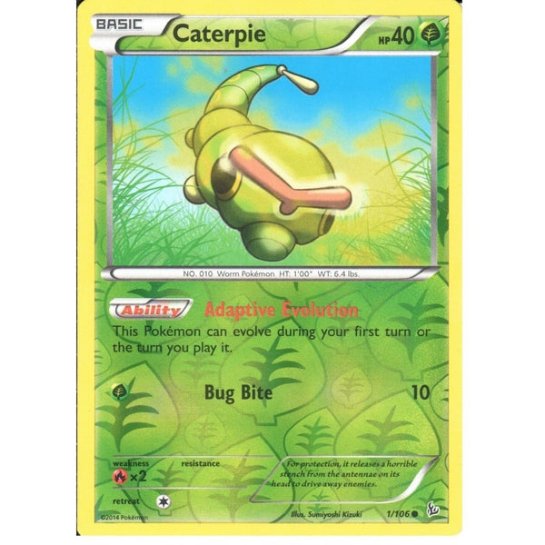 POKEMON XY FLASHFIRE - CATERPIE 1/106 REV HOLO