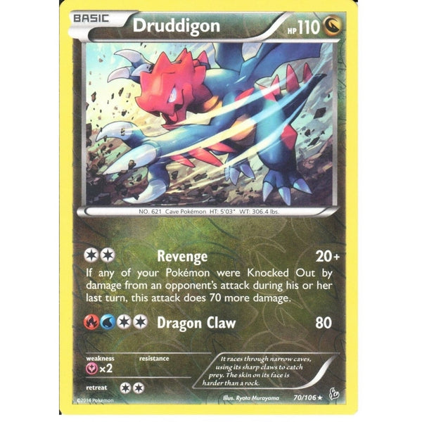 POKEMON XY FLASHFIRE - DRUDDIGON 70/106 REV HOLO