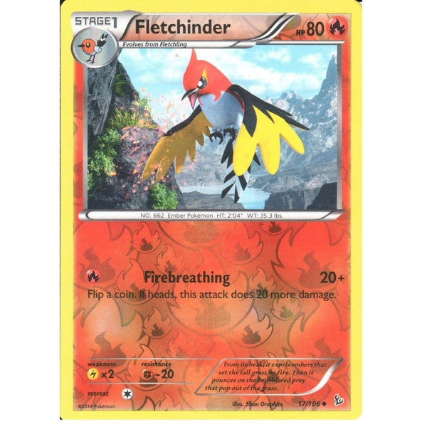 POKEMON XY FLASHFIRE - FLETCHINDER 17/106 REV HOLO