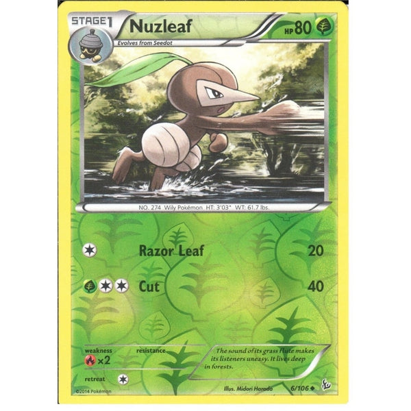 POKEMON XY FLASHFIRE - NUZLEAF 6/106 REV HOLO