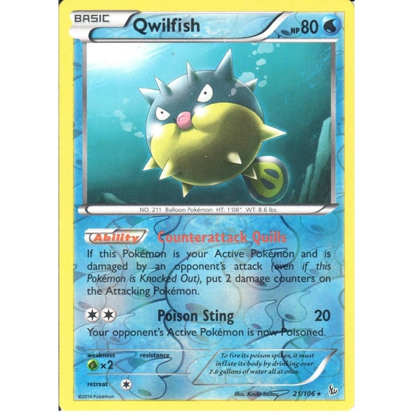 POKEMON XY FLASHFIRE - QWILFISH 21/106 REV HOLO