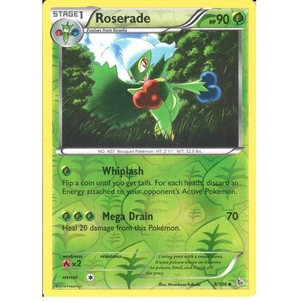 POKEMON XY FLASHFIRE - ROSERADE 9/106 REV HOLO