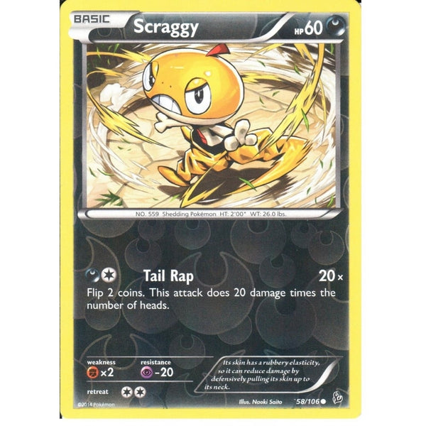 POKEMON XY FLASHFIRE - SCRAGGY 58/106 REV HOLO