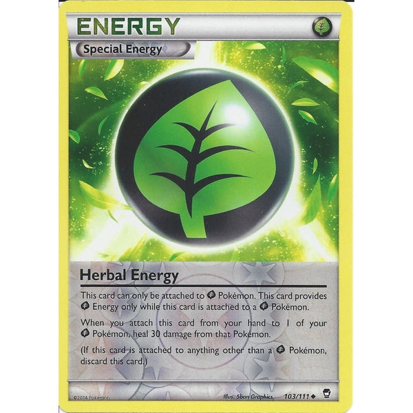 POKEMON XY FURIOUS FISTS - HERBAL ENERGY 103/111 REV HOLO - ENERGY CARD
