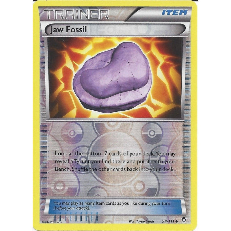 POKEMON XY FURIOUS FISTS - JAW FOSSIL 94/111 REV HOLO - TRAINER CARD - Recaptured LTD POKEMON XY FURIOUS FISTS - JAW FOSSIL 94/111 REV HOLO - TRAINER CARD - Recaptured LTD