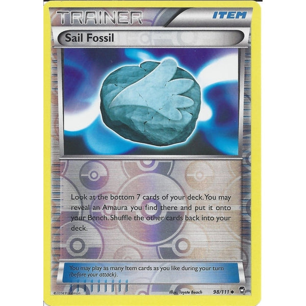 POKEMON XY FURIOUS FISTS - SAIL FOSSIL 98/111 REV HOLO - TRAINER CARD