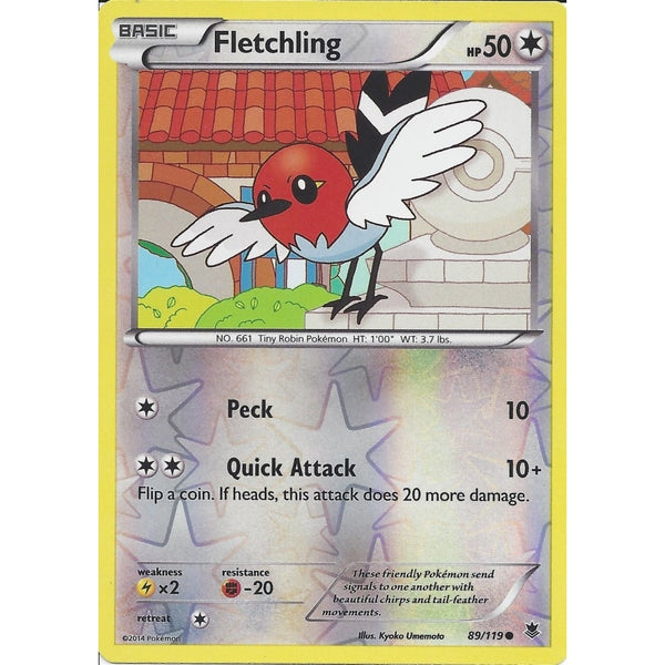 POKEMON XY PHANTOM FORCES - FLETCHLING 89/119 REV HOLO