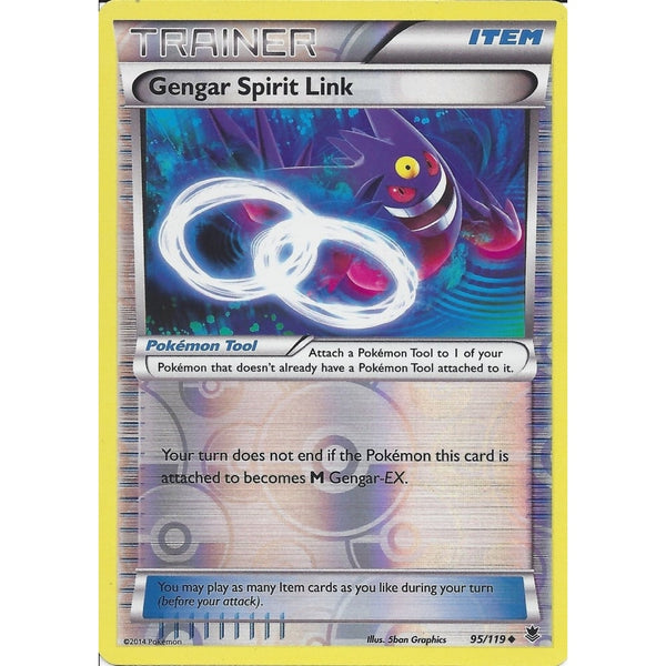 POKEMON XY PHANTOM FORCES - GENGAR SPIRIT LINK 95/119 REV HOLO TRAINER CARD