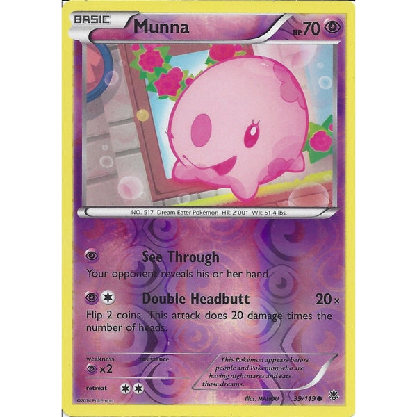 POKEMON XY PHANTOM FORCES - MUNNA 39/119 REV HOLO