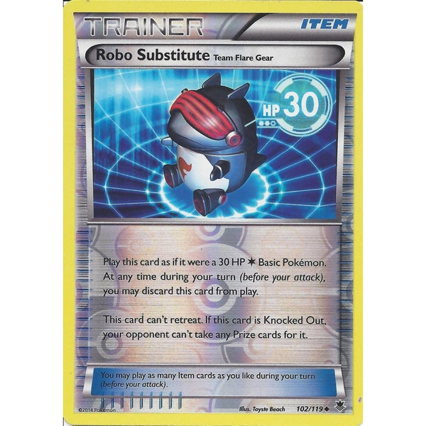 POKEMON XY PHANTOM FORCES - ROBO SUBSTITUTE 102/119 REV HOLO TRAINER CARD