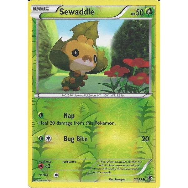 POKEMON XY PHANTOM FORCES - SEWADDLE 5/119 REV HOLO