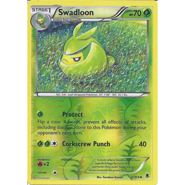 POKEMON XY PHANTOM FORCES - SWADLOON 6/119 REV HOLO