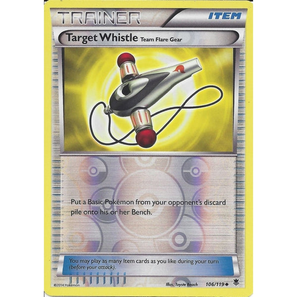 POKEMON XY PHANTOM FORCES - TARGET WHISTLE 106/119 REV HOLO TRAINER CARD