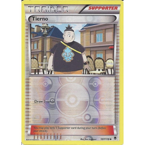 POKEMON XY PHANTOM FORCES - TIERNO 107/119 REV HOLO TRAINER CARD
