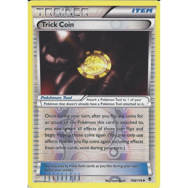 POKEMON XY PHANTOM FORCES - TRICK COIN 108/119 REV HOLO TRAINER CARD