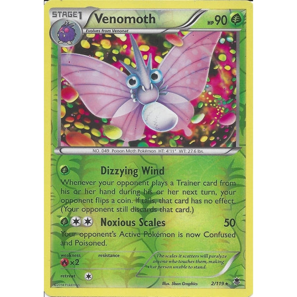 POKEMON XY PHANTOM FORCES - VENOMOTH 2/119 REV HOLO