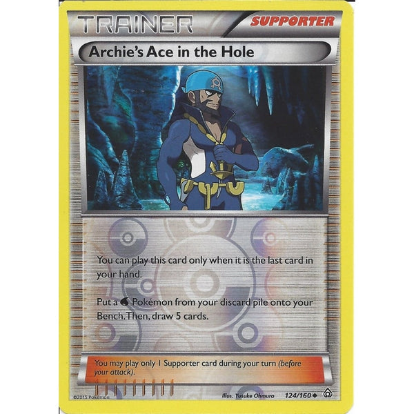 Pokemon XY PRIMAL CLASH - ARCHIE'S ACE IN THE HOLE 124/160 REV HOLO TRAINER