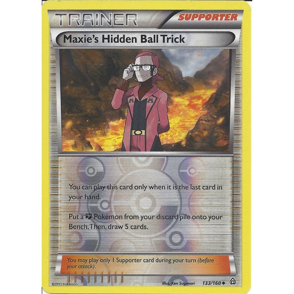 Pokemon XY PRIMAL CLASH- MAXIE'S HIDDEN BALL TRICK 133/160 REV HOLO TRAINER