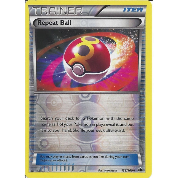Pokemon XY PRIMAL CLASH - REPEAT BALL 136/160 REV HOLO - TRAINER