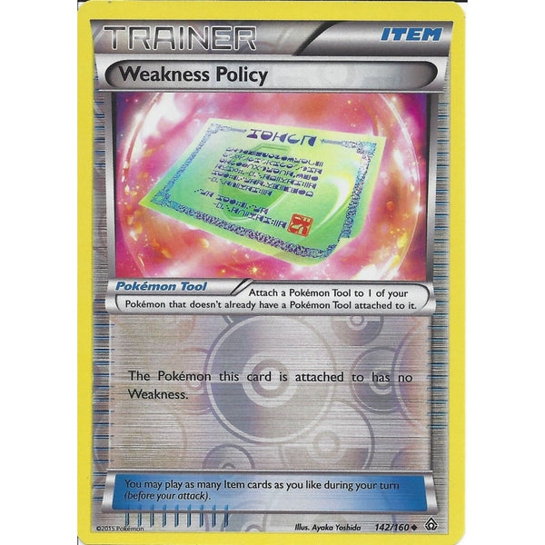 Pokemon XY PRIMAL CLASH - WEAKNESS POLICY 142/160 REV HOLO - TRAINER