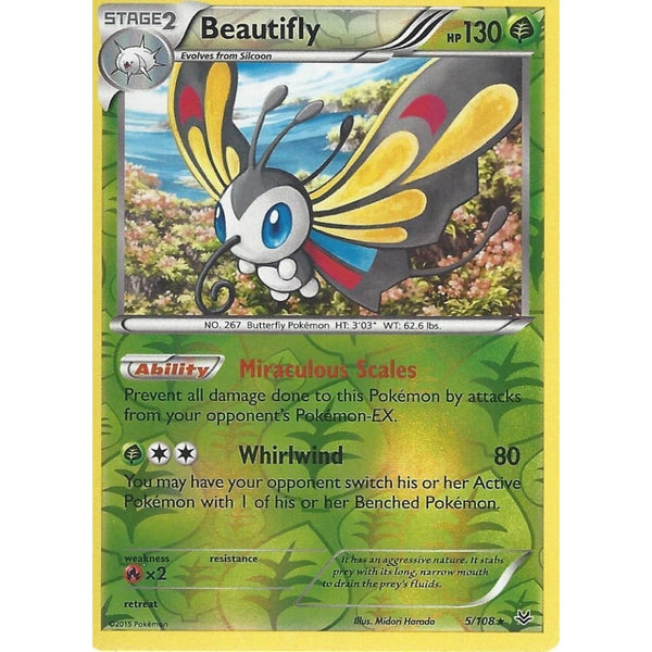 POKEMON XY ROARING SKIES - BEAUTIFLY 5/108 REV HOLO