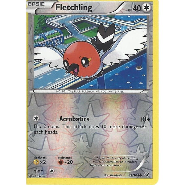 POKEMON XY ROARING SKIES - FLETCHLING 82/108 REV HOLO