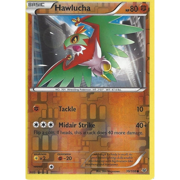 POKEMON XY ROARING SKIES - HAWLUCHA 39/108 REV HOLO