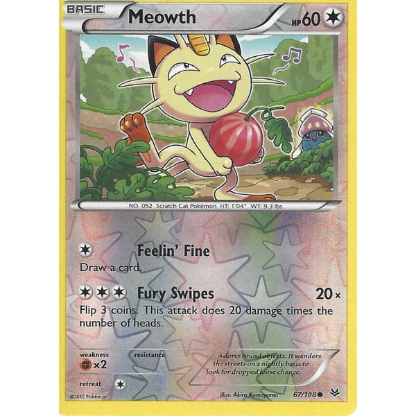 POKEMON XY ROARING SKIES - MEOWTH 67/108 REV HOLO