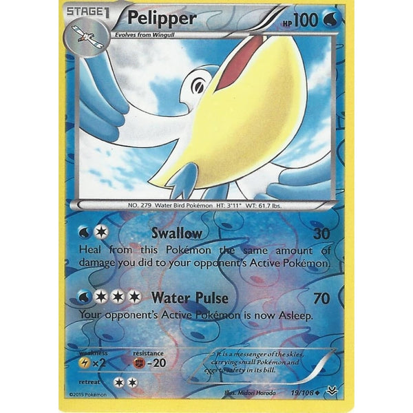 POKEMON XY ROARING SKIES - PELIPPER 19/108 REV HOLO