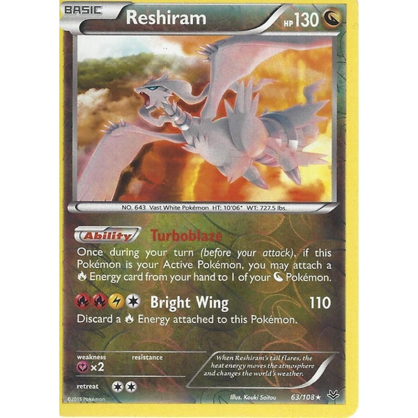 POKEMON XY ROARING SKIES - RESHIRAM 63/108 REV HOLO