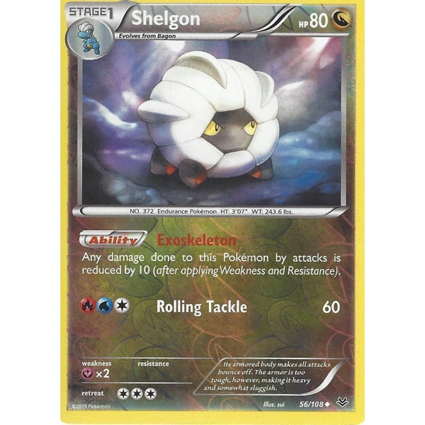 POKEMON XY ROARING SKIES - SHELGON 56/108 REV HOLO