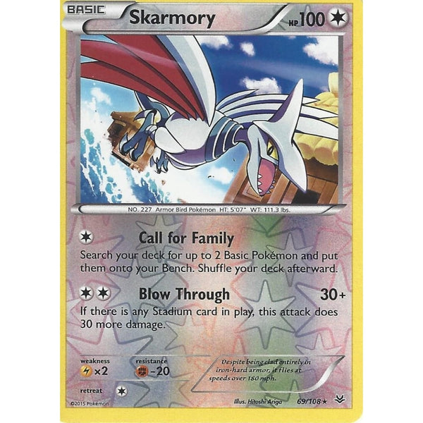 POKEMON XY ROARING SKIES - SKARMORY 69/108 REV HOLO