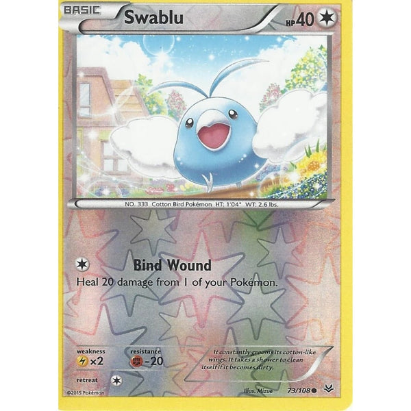 POKEMON XY ROARING SKIES - SWABLU 73/108 REV HOLO