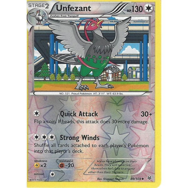 POKEMON XY ROARING SKIES - UNFEZANT 80/108 REV HOLO