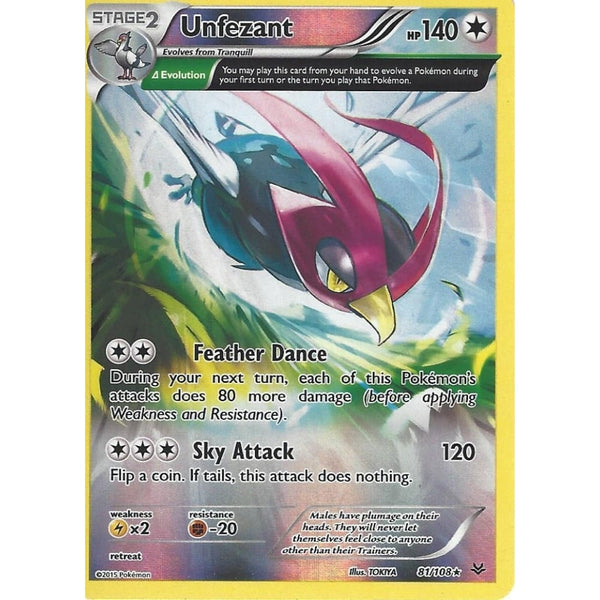 POKEMON XY ROARING SKIES - UNFEZANT 81/108 REV HOLO