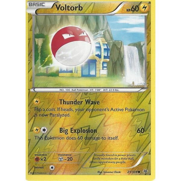 POKEMON XY ROARING SKIES - VOLTORB 21/108 REV HOLO