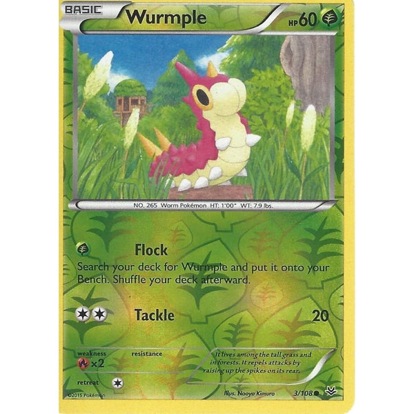 POKEMON XY ROARING SKIES - WURMPLE 3/108 REV HOLO
