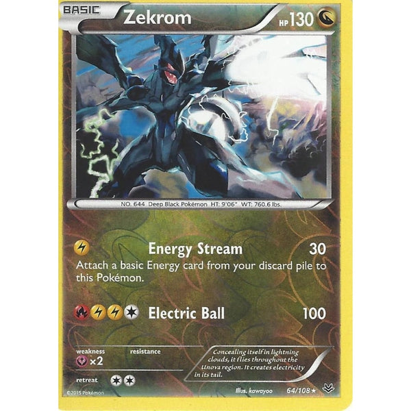 POKEMON XY ROARING SKIES - ZEKROM 64/108 REV HOLO