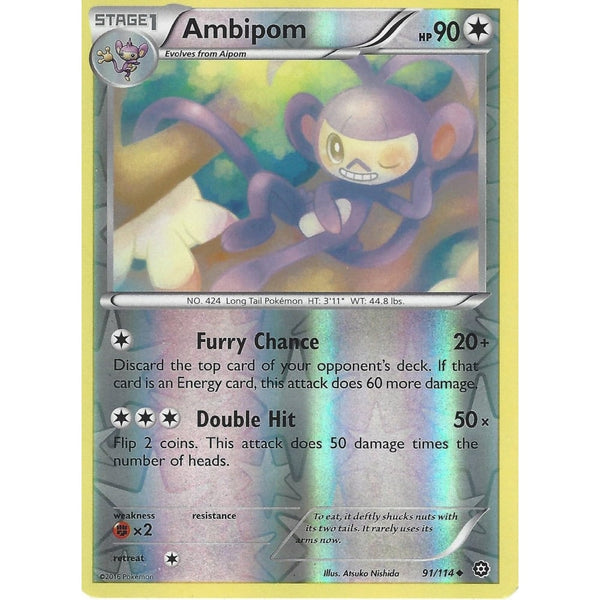 POKEMON XY STEAM SIEGE CARD - AMBIPOM 91/114 REVERSE HOLO