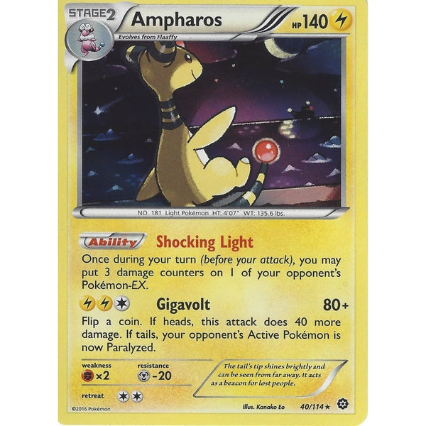 POKEMON XY STEAM SIEGE CARD - AMPHAROS - 40/114 RARE HOLO