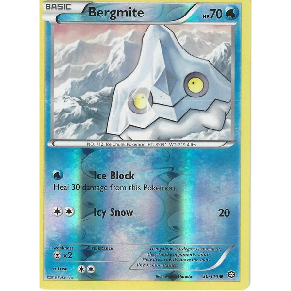 POKEMON XY STEAM SIEGE CARD - BERGMITE 36/114 REVERSE HOLO