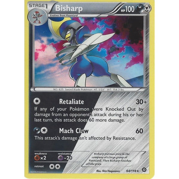 POKEMON XY STEAM SIEGE CARD - BISHARP - 64/114 RARE HOLO