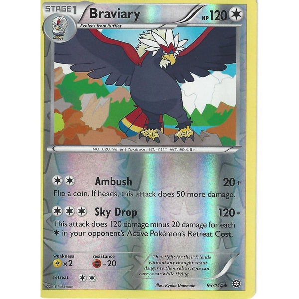 POKEMON XY STEAM SIEGE CARD - BRAVIARY 93/114 REVERSE HOLO